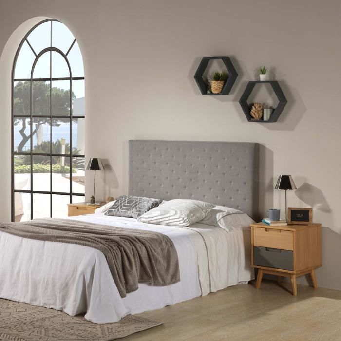 T&ecirc;te de lit 150x60 cm couleur gris, 8 cm d'&eacute;paisseur