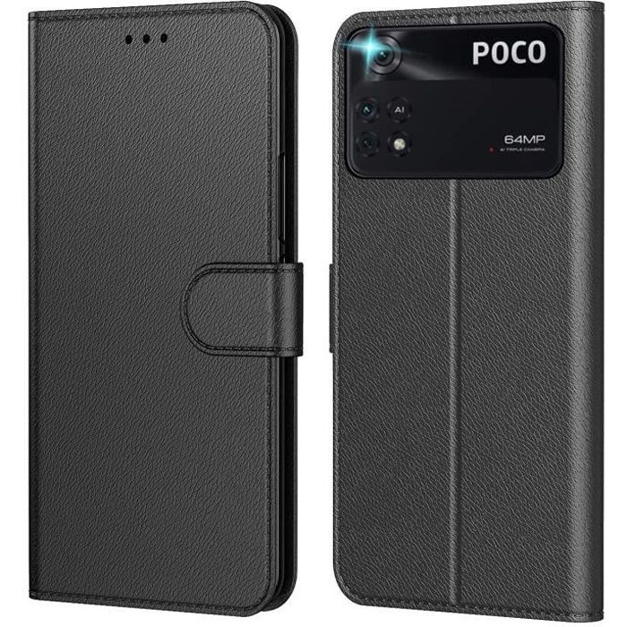 LIUZIHAN Coque Pour Xiaomi Poco M4 Pro 4G, écran Intelligent Latéral, étui à Rabat, Résistant Aux Rayures, Support Pliable, étui De Protection Pour Xiaomi Poco M4 Pro 4G, Argent