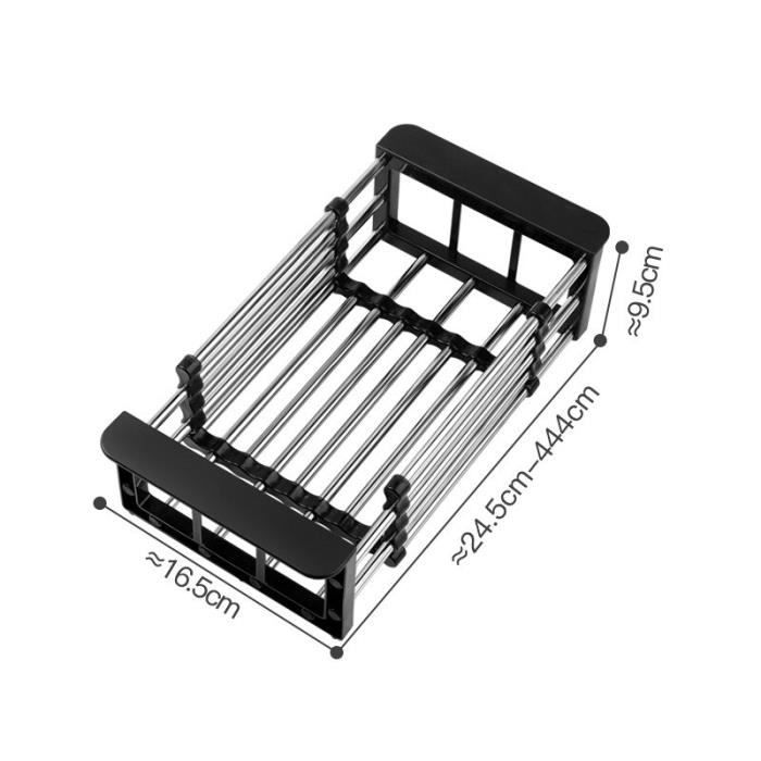 Égouttoir à Vaisselle Compact Gain De Place - 34x26x16 Cm - Acier Carbone Et ABS - Avec Porte-baguettes - Pour Comptoir Ou Placard