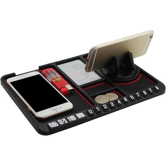 Tapis Tableau De Bord Antidérapant Universel 2en1 Avec Support Téléphone 360° - Rangement Clés