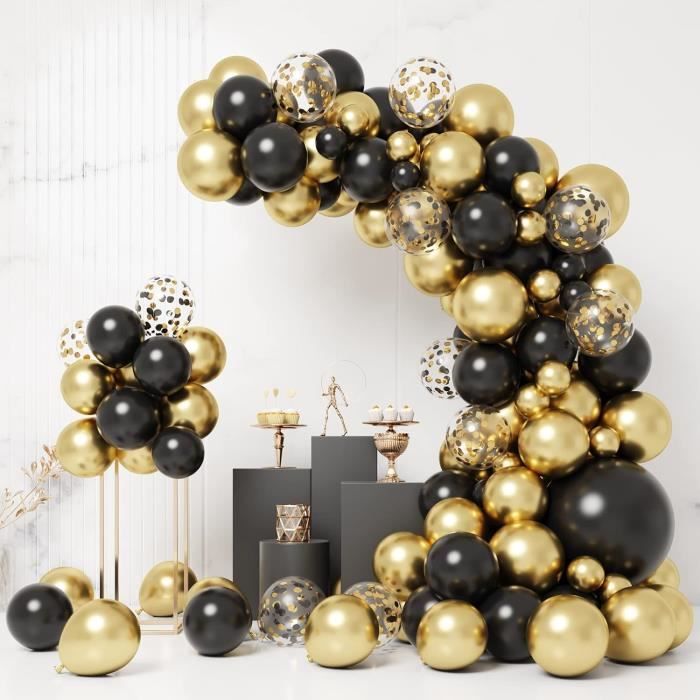 Kit De 80 Ballons Dorés Et Blancs Avec Confettis - Pour Arche De Ballons, Mariage, Anniversaire, Fête
