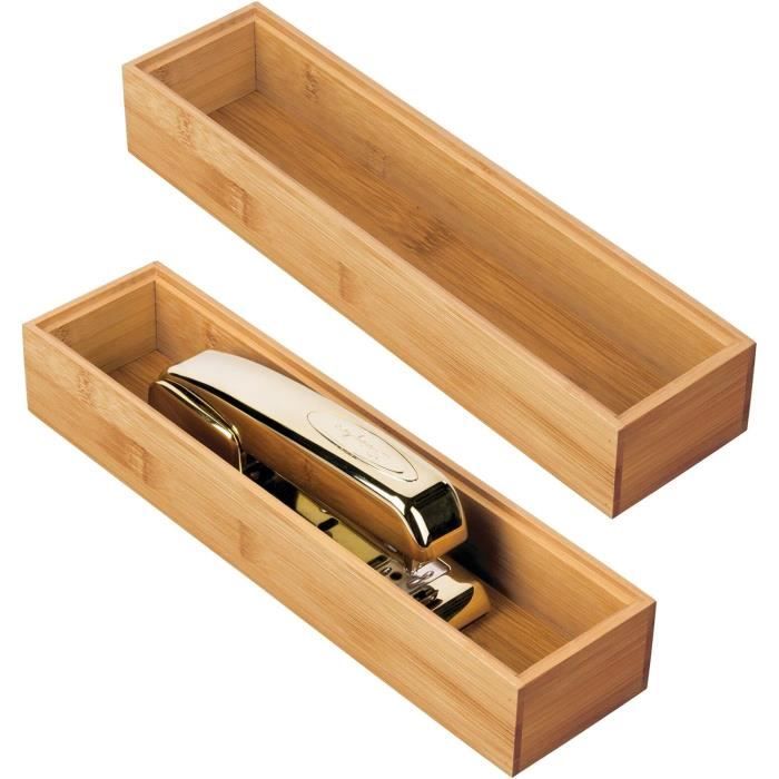 Rangement Bureau Bambou Rangement Tiroir Bambou 3 Étages - Organisation Bureau Salle De Bain - Blanc Naturel Tiroir Coulissant Cosmétiques