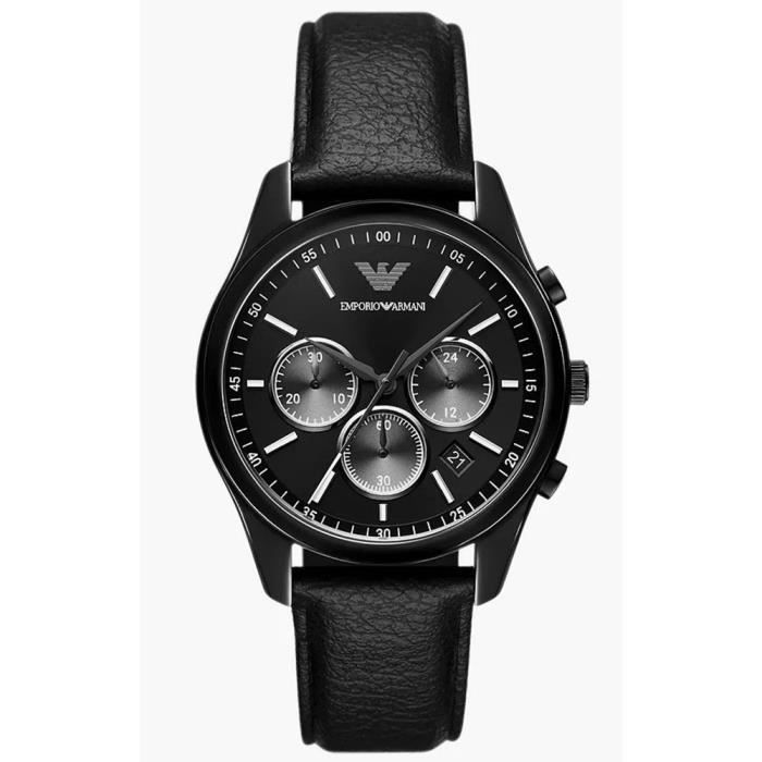 Emporio armani watch black leather strap hotsell