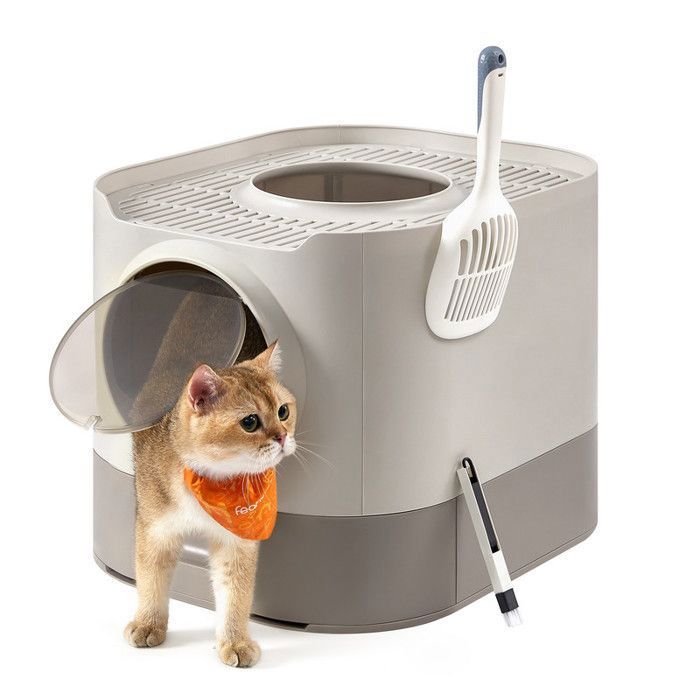 Clôture Bac à Litière Pour Chat – Avec Tapis Amovible, Pliable, Ouverture Sur Le Dessus
