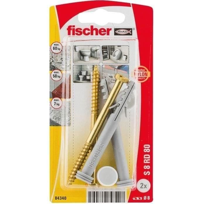 FISCHER - Blister de 2 Fixations WC/bidets au sol s 8 rd