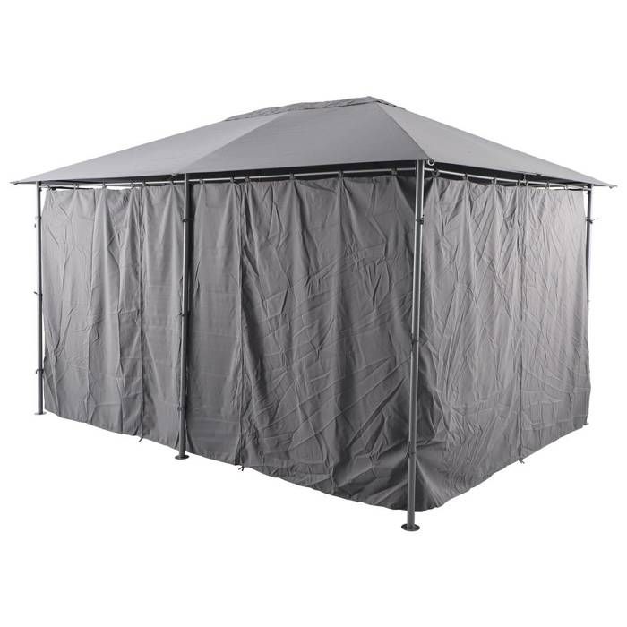 Rideaux pour tonnelle Santorini et Thira ardoise 4x3m en polyester - Hespéride Rideaux pour tonnelle Santorini et Thira ardoise 4x3m en polyester - Hespéride