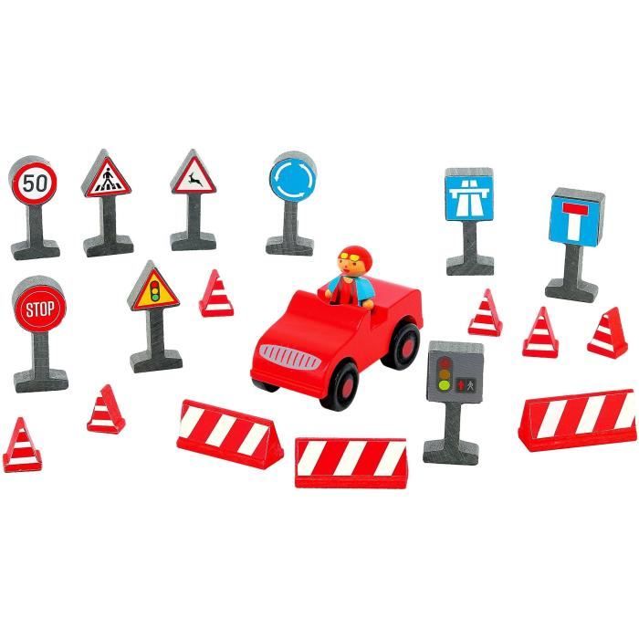 26 Pièces Mini Panneaux Signalisation - Cônes, Barrières Jouets Pour Enfants Éducatifs