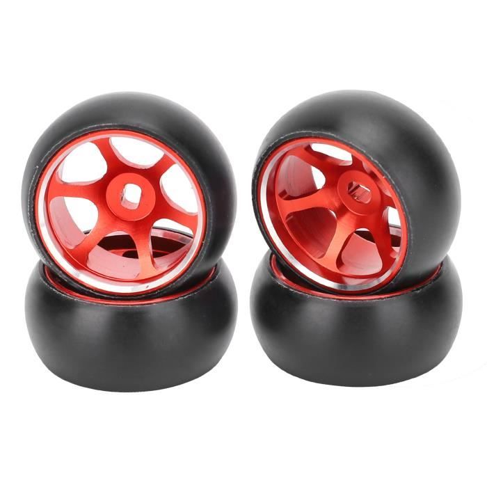 XHTLLO 1 Pouce RC Pneus Moyeu De Roue en Laiton en Caoutchouc Pneus De Voiture RC pour FCX24 1/18 1/24 Crawler 4 Pièces(Doré