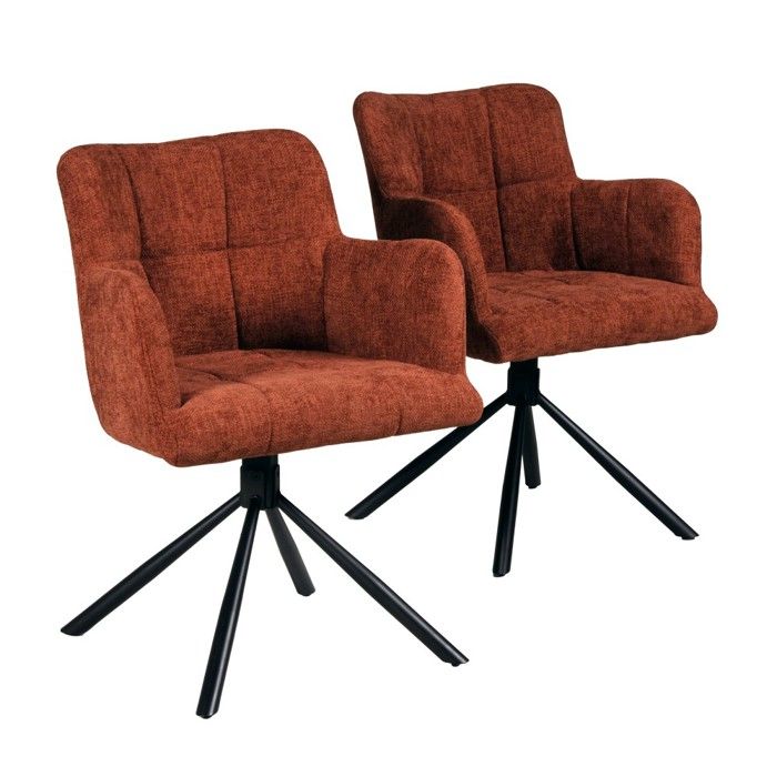 Lot de 2 chaises pivotantes de salle à manger MILA/ Brun brique Lot de 2 chaises pivotantes de salle à manger MILA/ Brun brique
