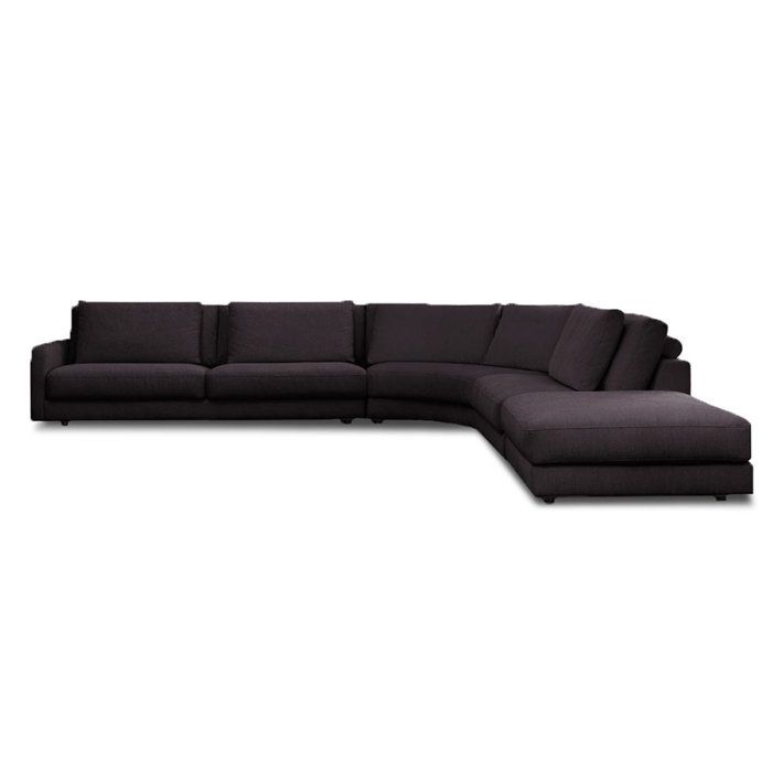Canapé d'angle 5 places Gris Tissu Luxe Confort