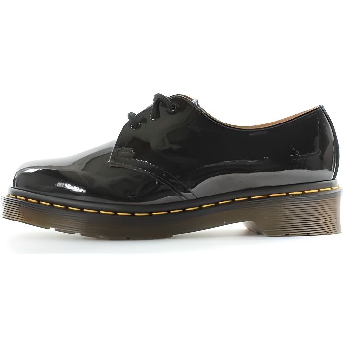 chaussures ville femme doc martens 1461 w en cuir noir à 3 œillets