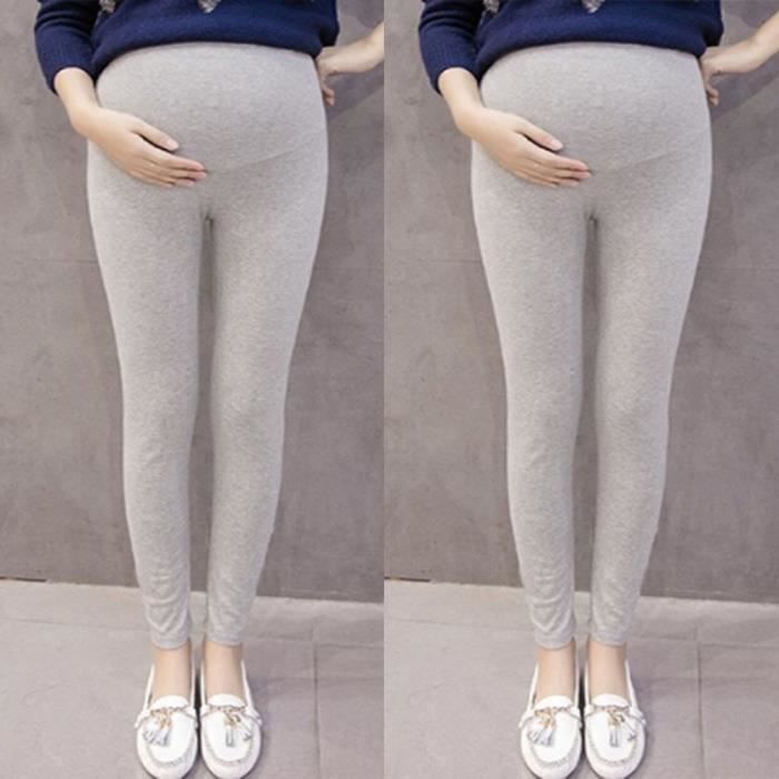 Pantalon de femme enceinte couleur unie et mince pantalon de grossesse Gris  - Cdiscount Prêt-à-Porter