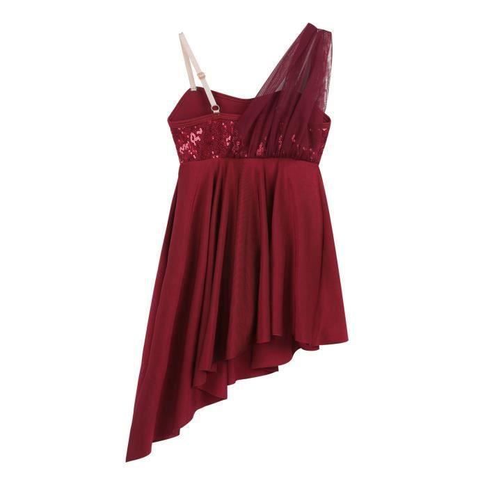 Robe De Danse Fille Asymétrique à Paillettes - Tutu, Sans Manches - Pour Ballet, Danse Contemporaine - 5-14 Ans