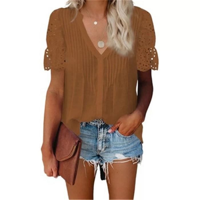 T-shirt Femme Manches Courtes été - Coton Et Lin Respirant, Grande Taille, élégant Pour Bureau Ou Quotidien