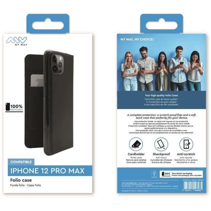 MYWAY Folio Case Noir: iPhone 12 Pro Max