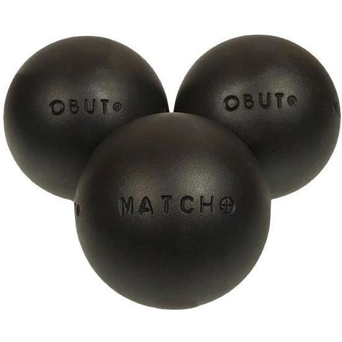 Boules de pétanque Match+ durete+ 76mm - Obut 680g Noir
