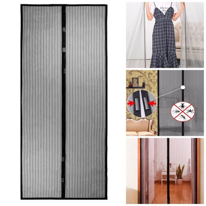 Moustiquaire, Rideau à Fermeture Automatique à Aimant Puissant Ouverture Laterale Noir 100 X 210 Cm 88778067