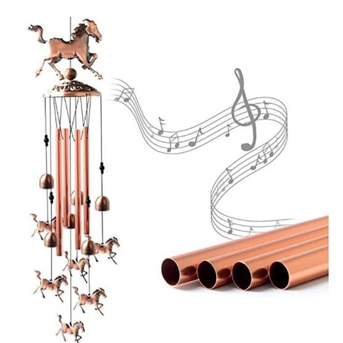 Carillon éolien De Jardin En Métal 33 Cm Avec 5 Cloches - Décoration Intérieure/extérieure, Style Bohème Spirituel