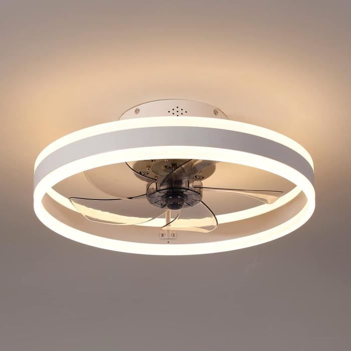 FIMEI Ventilateur Plafond Avec Lumière 19.7'' - Oscillation 360° 6 Vitesses, Télécommande & APP, Dimmable