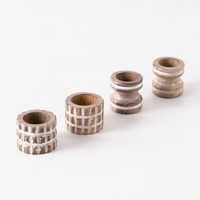 Lot De 12 Ronds De Serviette En Bois D'acacia Artisanaux - Décoration De Table élégante, Diamètre 5.1 Cm - 9