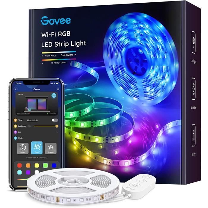 Govee Ruban LED 5m, WiFi Bande LED RGB Multicolore, App Contrôle, Mode  Musique, LED Chambre Compatible avec Alexa et Google Home333 - Cdiscount  Maison