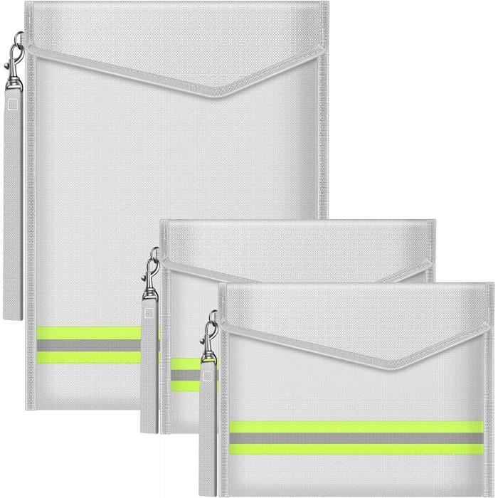 Sacs Anti-feu Ignifuges - 2 Tailles (23,4x17,1 Cm Et 20,4x13,4 Cm) - Protection Documents, Passeport, Argent Jusqu'à 1000°C
