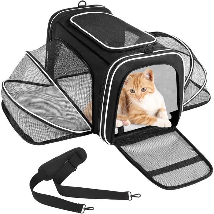 Sac Transport Chat Chien Extensible, avec Coussin Amovible, Poches