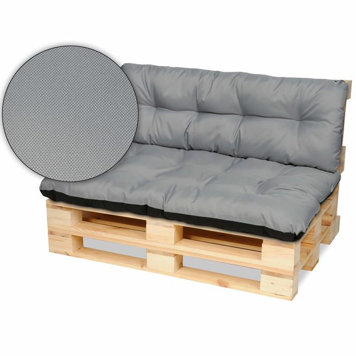 Coussin pour Canapé - SuperKissen24. - Intérieur/Extérieur - Imperméable - 120x80 cm et Appui 120x38 - Gris