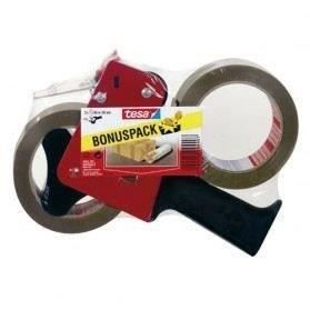 TESA Lot de 2 Rouleaux adhésifs 66 m x 50 mm - Marron + Dévidoir