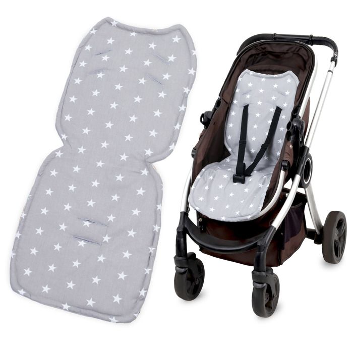 Coussin de siège coussin de poussette 75 x 35 cm - enfant universel respirant avec protection de ceinture Minky Gris