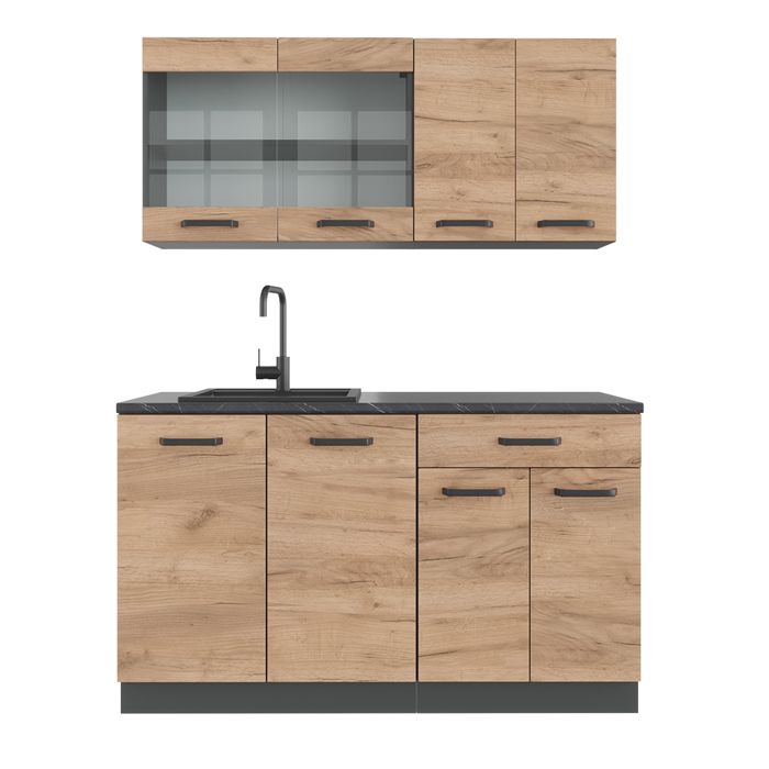 Cuisine R-Line 140cm sans PT Chêne de force doré/Anthracite Vicco 34950