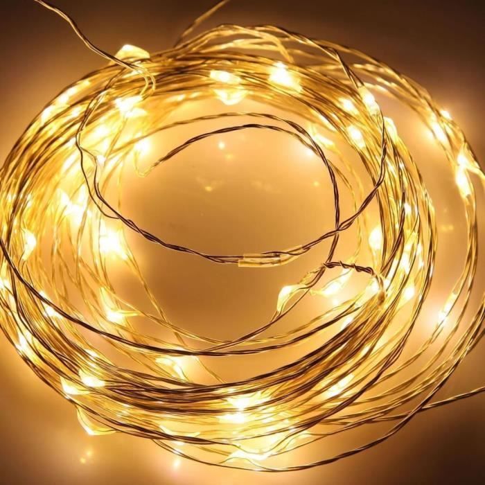 Pour No/ël 5 m Blanc chaud Fonctionne avec piles D/écoration dint/érieur Fil de cuivre f/ête de mariage chambre /à coucher EPODA Guirlande lumineuse /à 50 LED