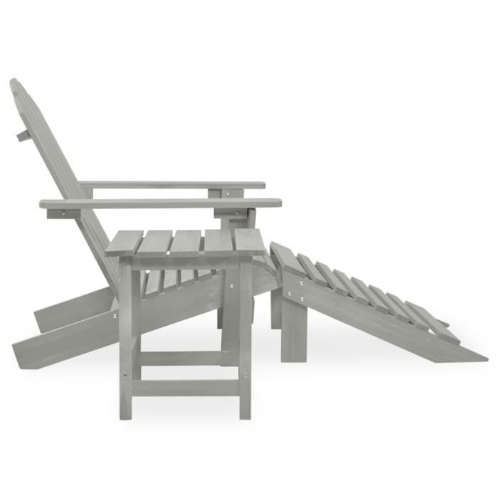 chaise de jardin adirondack avec pouf et table sapin gris - yosoo - 0d060a01315930