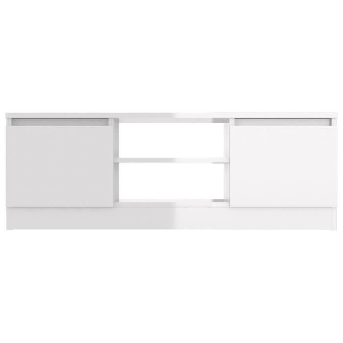 Meuble TV Blanc Avec Portes - VidaXL 102x30xcm - Rangement Pratique Et Moderne