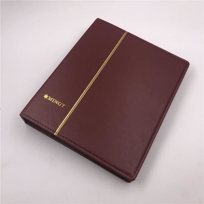 Prophila Petit Album Pour Timbres – 16 Pages Blanches – 9 Bandes De Parchemin – Couverture Marron – 17,5 X 22,5 Cm