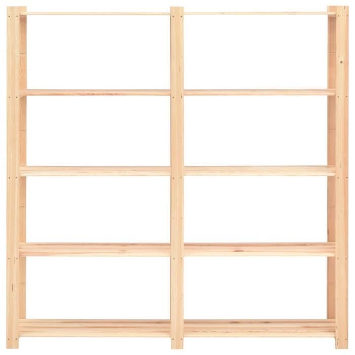 Zerodis Étagère de stockage 5 niveaux 170x38x170 cm Pin solide 500 kg HB042
