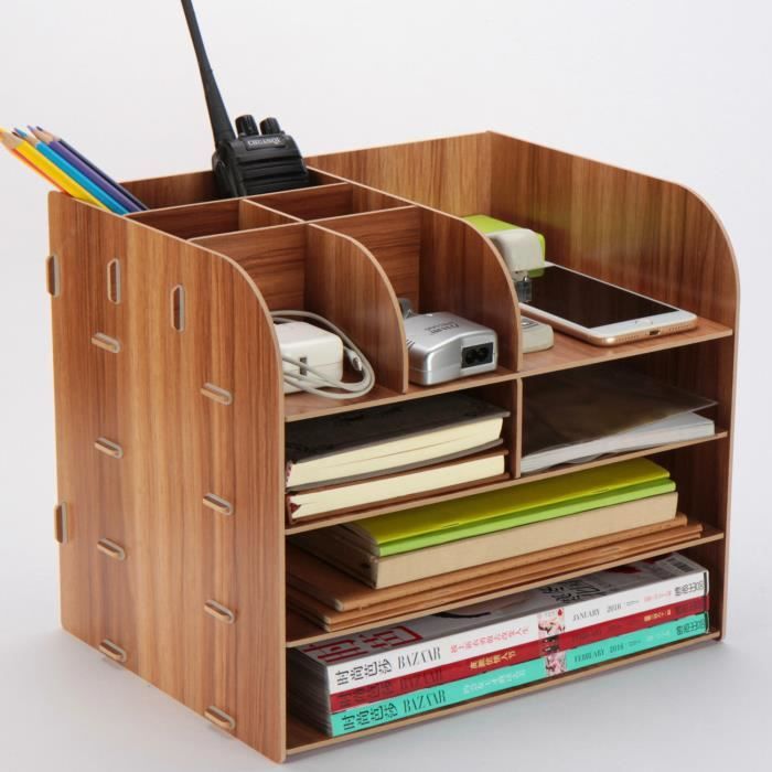 Boîte De Rangement En Bois Avec Tiroir - Organisateur Bureau 30x18,5x10,5 Cm - Prêt à L'Emploi