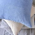 2 PCS Decorative Housse de Coussin en Velours Côtelé Canapé Taie d'oreiller Douce pour Maison Salon Chambre   45x45cm  Bleu ciel-1