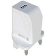 MUVIT FOR CHANGE 1 USB 2.4A Chargeur Secteur (12W) - Blanc - UK-1