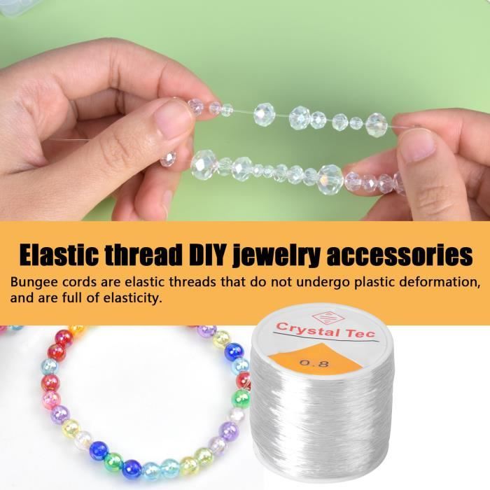 Fils de Perles Élastiques 100M Fil Elastique pour Bracelet 0.6mm Fil  Extensible Élastique Transparent pour Fabrication de Bracelet Bijoux Perle