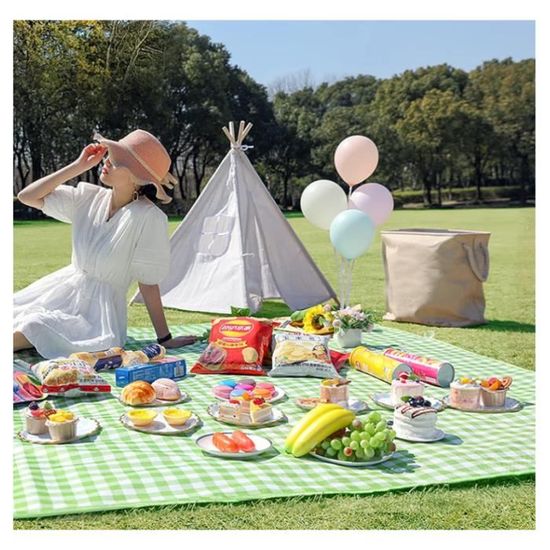 Tapis De Pique-Nique Imperméable 200x200 Cm – Double Face Argenté – Pour Plage, Camping, Tente – Pratique
