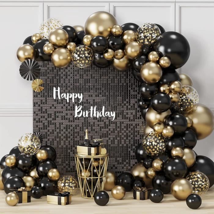 Kit D'arche De Guirxiété De Ballons Noirs Et Dorés, Décoration De Fête D'anniversaire, Fournitures De Fête PréChristophe Pour Adultes, Joyeux 30, 40, 50