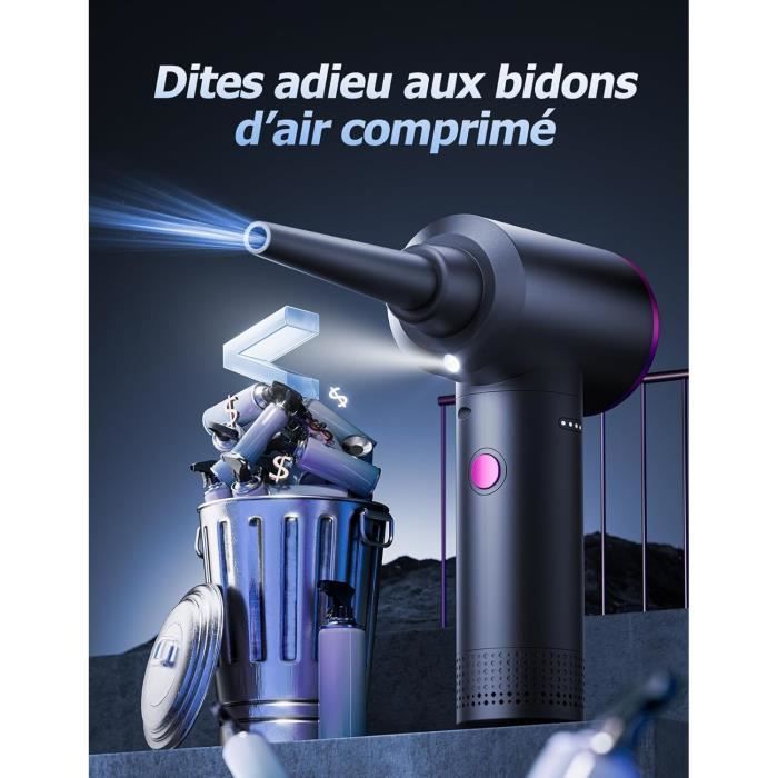 Nettoyage Poussière Souffleur Air Comprimé Électrique 180000 RPM - 3 Buses Et Vitesses - Batterie 9000mAh - Pour Nettoyage PC, Voiture, Clavier Compucleaner Xpert