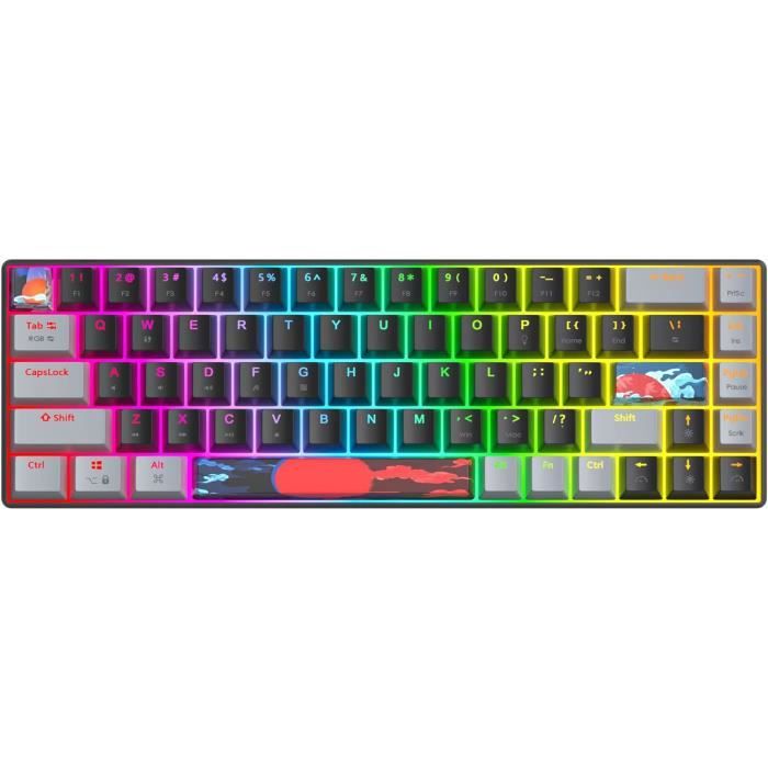 YUNZII MAD68 HE Clavier Mécanique Gaming, Clavier Filaire 60% Avec Commutateurs Magnétiques à Effet Hall, Rapid Trigger 8000Hz, Hot Swap, RGB, Capuchons En PBT (Black, Magnetic Switch