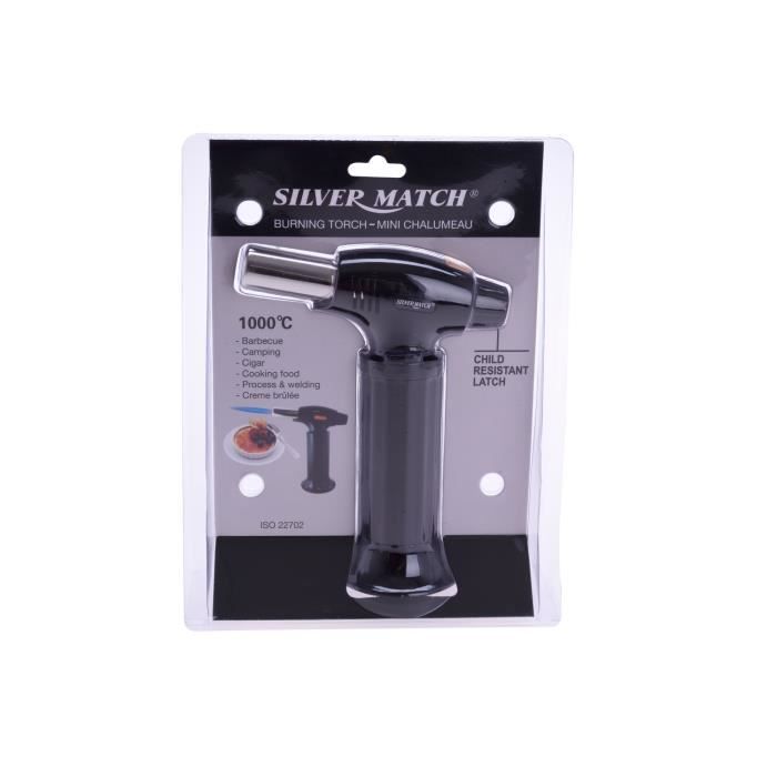 Chalumeau De Cuisine Silver Match - Flamme Réglable Jusqu'à 1000°C - Pour Crème Brûlée, Barbecue - Rechargeable