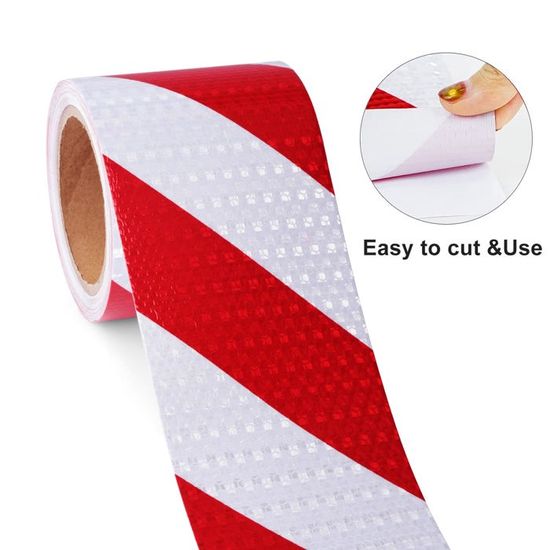 Ruban Adhésif Réfléchissant VntMQP 5cm X 25m - Rouge Et Blanc Pour Sécurité