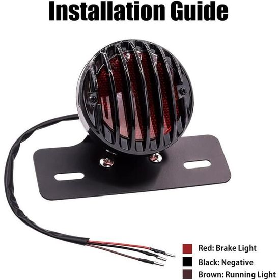 EBTOOLS Feu Arrière Plaque Immatriculation Moto 12V | Boîtier ABS Étanche | Support Métal | Installation Facile