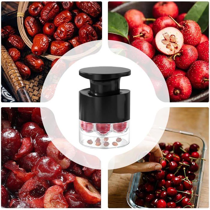 Dénoyauteur à Poussoir Pour Cerises Et Petits Fruits - 7 Trous, Protection Anti-éclaboussures, Facile à Nettoyer - 4