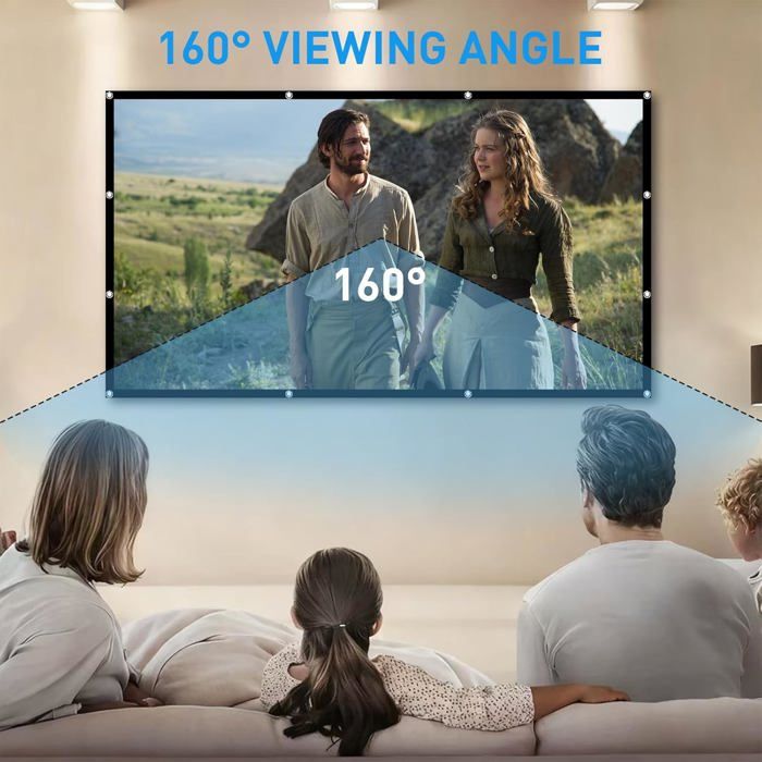 Écran De Projection 60-72-84 Pouces, 16: 9 Hd Pliable Anti-Froissement Écran De Projection