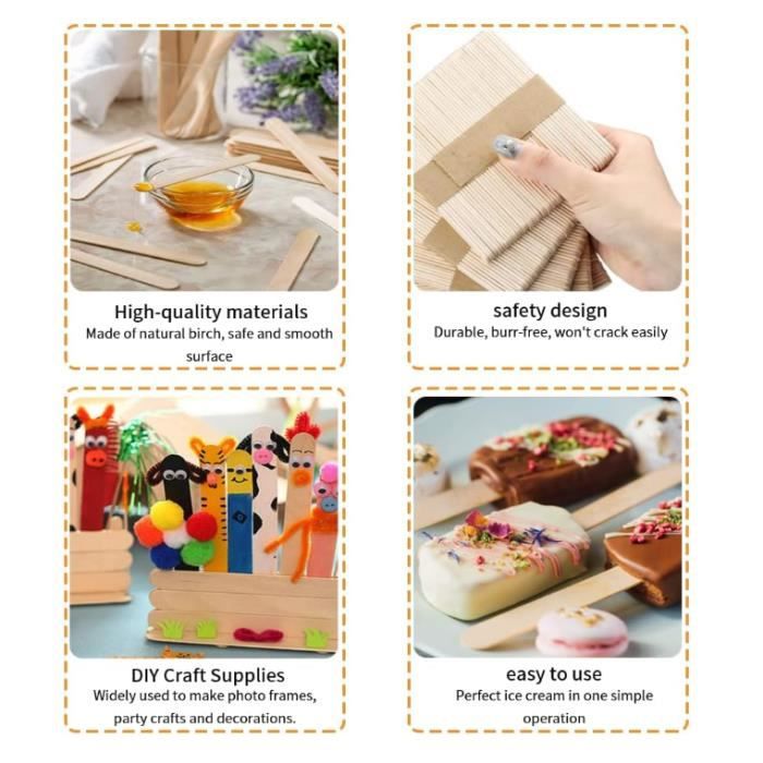 Husalsea 100 Bâtonnets en Bois – Bâtonnets de Glace en Bois pour Glace, Bâtonnets pour Bâtonnet Barbe à Papa, Abaisse Langue Bois, Baguette Bois pour Artisanat et Créations Husalsea 100 Bâtonnets en Bois – Bâtonnets de Glace en Bois pour Glace, Bâtonnets pour Bâtonnet Barbe à Papa, Abaisse Langue Bois, Baguette Bois pour Artisanat et Créations